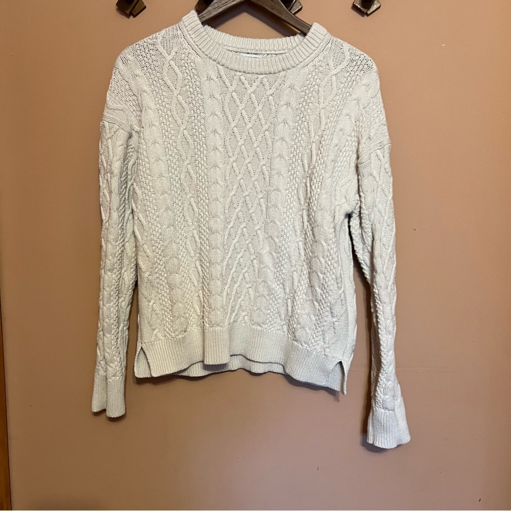 J. Crew Cream Cable Crewneck Knit Sweater